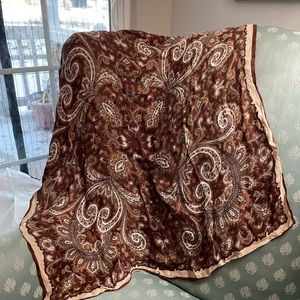 Classic 70’s Brown Paisley Scarf 29” x 29”